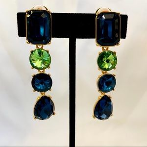 Oscar de la Renta Vintage Large Crystal Clip-On Earrings